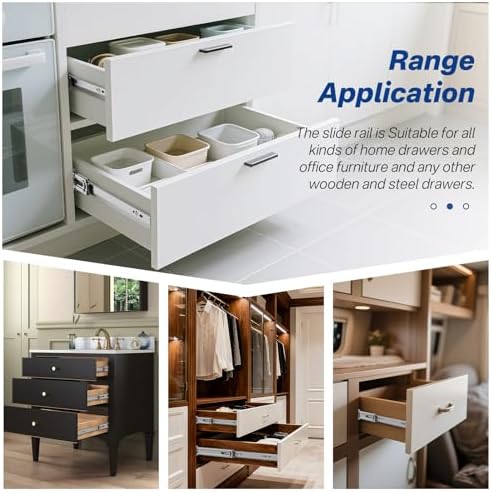 6 Pairs 22 Inch Soft Close Drawer Slides Ball Bearing Cabinet Rails