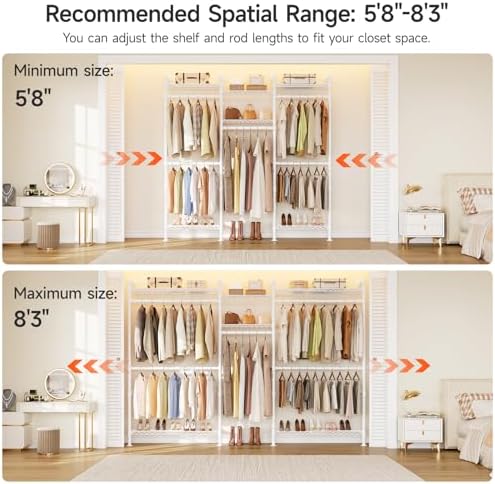 ONBRILL H3 Plus Expandable Wall Mounted Closet System Clothes Rack White