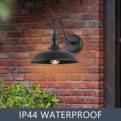 Black Gooseneck Barn Light for Farmhouse 10 Inch Dome Exterior Lights Fixture...