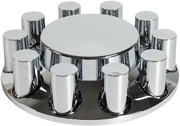 33mm Chrome ABS Flat Top Axle Cover Complete Set with Removable Hubcaps and S...