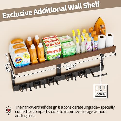 Broom and Mop Organizer Wall Hanging, Broom Hanger Holder Wall Mount