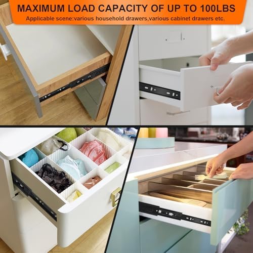 22 inch Drawer Slides 4 Pairs (8pcs) 3 fold Full Extension Side Mount Cabinet...