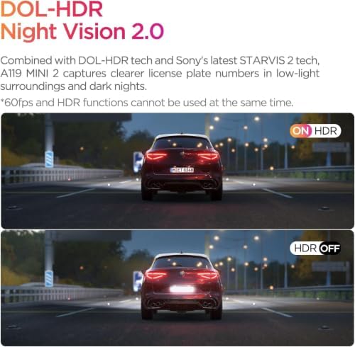 VIOFO Dash Cam Front A119 Mini 2, STARVIS 2 Sensor, 2K 60fps Car Dashcam