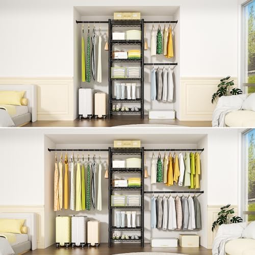 Ulif M5 Wall Mounted Clothes Garment Rack, Heavy Duty Closet Storage System