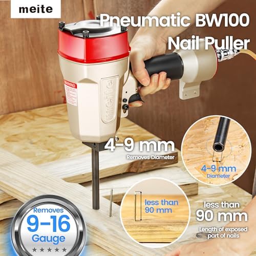 meite BW100 Pneumatic Nail Remover 9-16 Gauge Denailer for Pallet Recycling