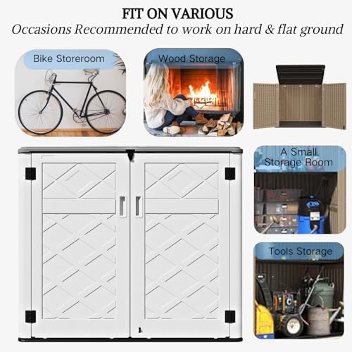 ZZM Large Outdoor Storage Shed, 48 Cu Ft Resin Versatile Storage Cabinet for ...