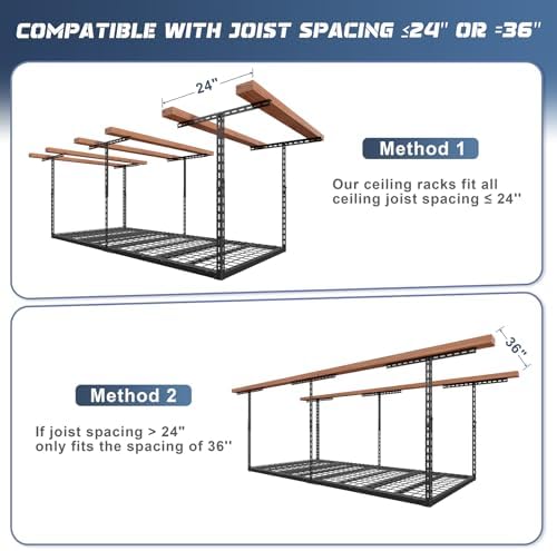 3X6FT Overhead Garage Storage Rack 450LBS Capacity, 26"-40" Height ...
