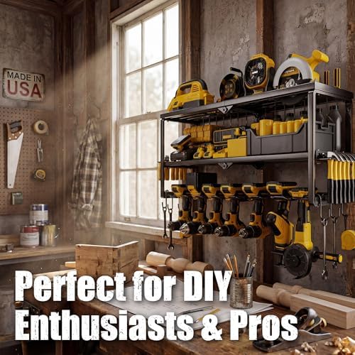 320lbs Power Tool Organizer Wall Mount with Charging Station Shelf