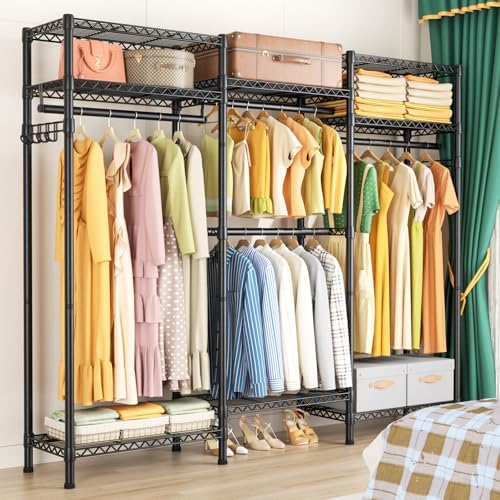 Golpart Heavy Duty Clothes Rack Metal Wardrobe with Adjustable Wire Shelves