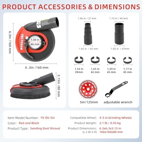 Dust Shroud for Angle Grinder with Diamond Grinding Cup Wheel, 4.5โ5 Inch &am...