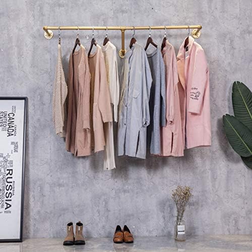 Industrial Pipe Wall Mounted Clothes Hanging Shelves System,Metal Clothing To...