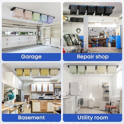 WooFog Overhead Garage Storage Rack, Garage Ceiling Storage Racks, Heavy Duty...
