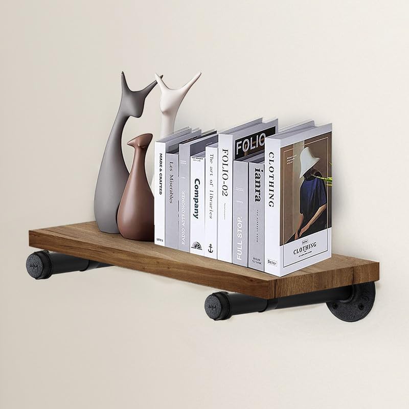 10 Inch Black Industrial Pipe Floating Clothing Rack Wall Mounted, 4 Pack