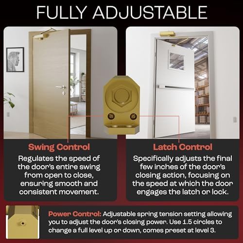 PrimeWare DC-600 Adjustable Automatic Door Closers for Home | Soft Close, No ...