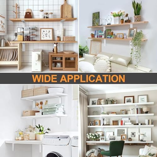 White Floating Shelf Bracket 12 Inch, 4 Pack Heavy Duty Shelf Brackets, Wall ...