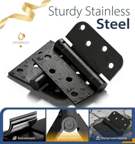3-Pack 4 Inch Self Closing Door Hinges,Square & 5/8" Radius Corners,...