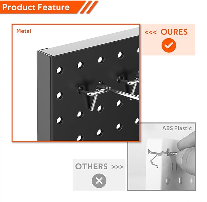 Ultrawall 4 Pcs Metal Pegboard Wall Panels, Peg Boards