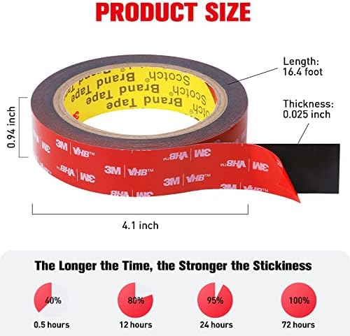Double Sided Tape Heavy Duty, Adhesive Mounting Tape Waterproof, 16.4 FT x 0....