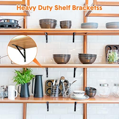 Nuogo 40 Pcs 8" L X 5" H Metal Shelf Brackets L Shape Bulk with Har...