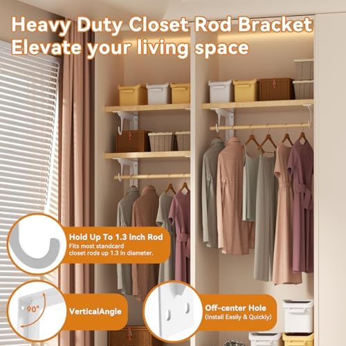 11 x 4.8 Inch Heavy Duty Closet Rod Bracket Support 300 lbs Capacity