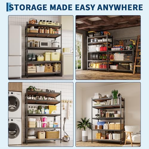 Garvee Storage Shelves 5 Tier Garage Shelving Heavy Duty Adjustable Metal She...