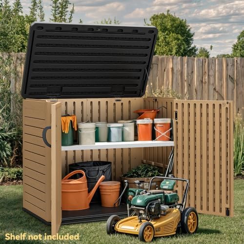 DWVO Outdoor Storage Shed, Weatherproof Resin, 35 Cu Ft Capacity, Horizontal ...