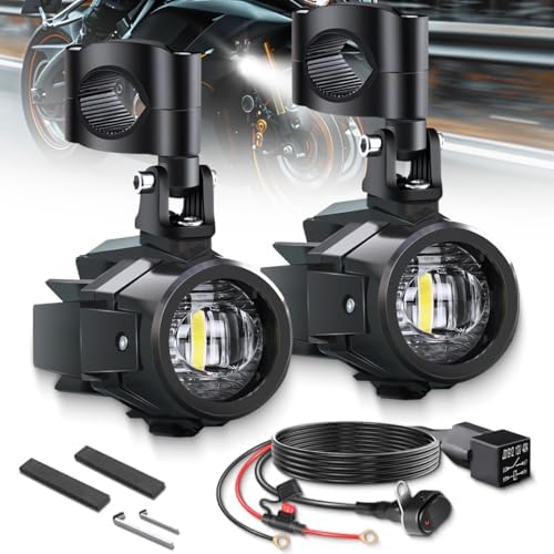 Motorcycle Auxiliary Lights Kit LED Spot Motorcycle Driving Fog Light Pods Wi...