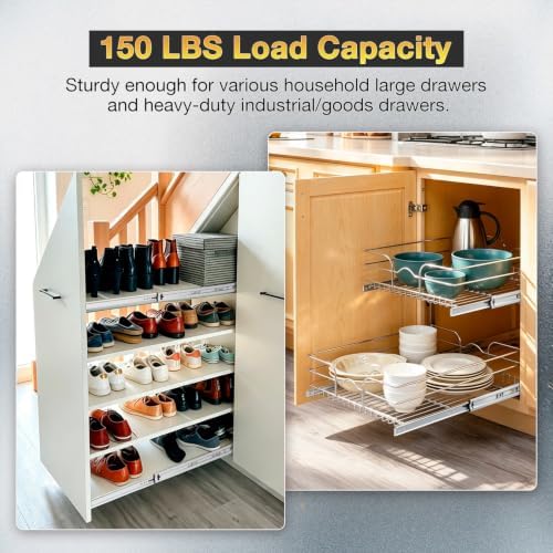 YENUO Heavy Duty Drawer Slides Full Extension Ball Bearing 12โ40 Inch 150LB