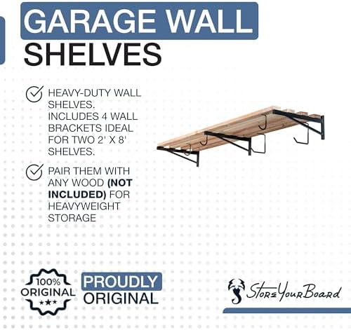StoreYourBoard 24 Inch Heavy Duty Shelf Brackets, Set of 3 for 2' x 8'...