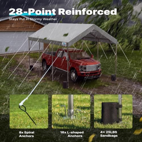 ADVANCE OUTDOOR 12x20 ft Heavy Duty Carport Potable Car Canopy Garage Party T...