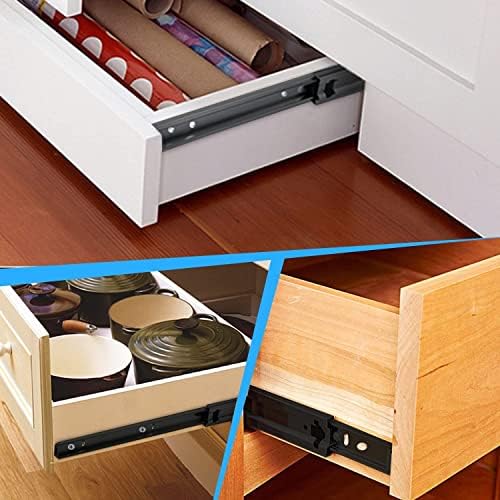 10 Inch Drawer Slides 4 Pairs (8pcs) Side Mount Rails - Heavy Duty Full Exten...