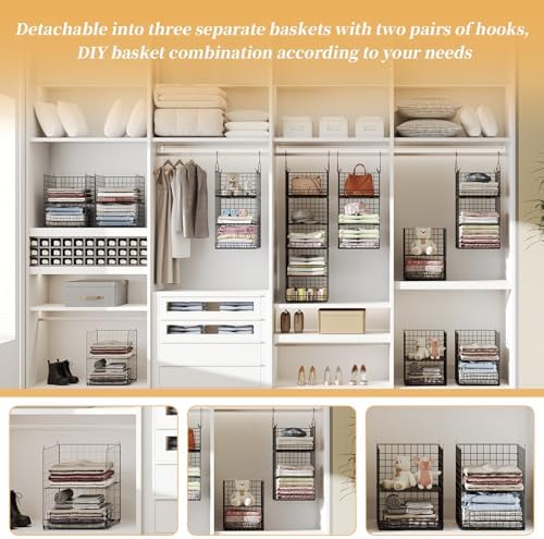 Yuyetuyo 5 Tier Closet Hanging Organizer and Storage Separable Hanging Closet...