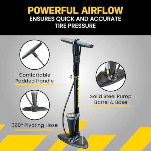 Topeak JoeBlow Max HP Bike Floor Pump, 160 PSI Gauge, Presta and Schrader