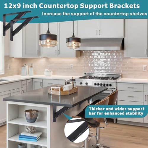 Countertop Support Brackets,12x9 inch Heavy Duty Shelf Brackets,Shelf Support...
