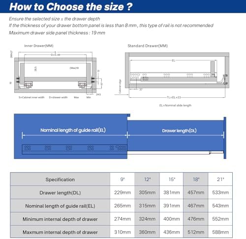 1 Pair 2 Pcs Concealed Soft Close Undermount Drawer Slides 12 Inch