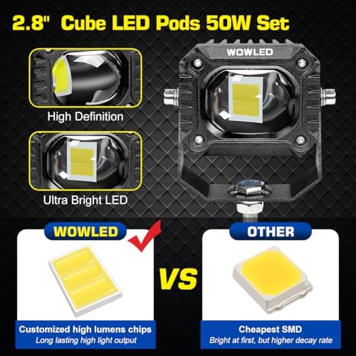 2pcs 2.8 Inch Cube LED Spotlight, Dual Color 4 Mode White/Amber Off Road Driv...