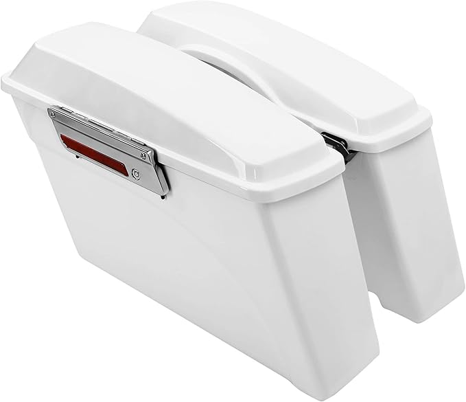 XFMT Motorcycle Saddlebags White Hard Saddle Bags Trunk