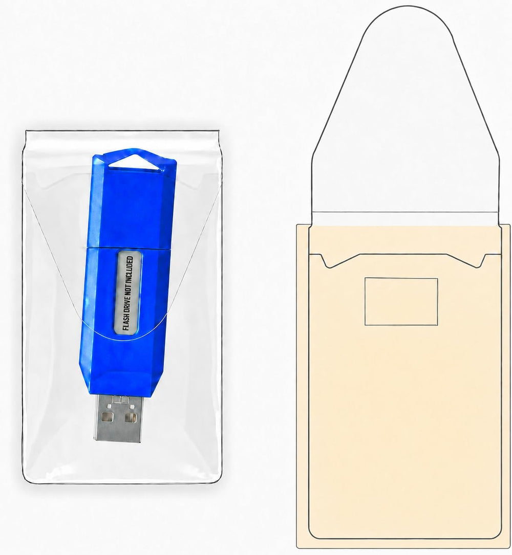 Clear USB Flash Drive Holders Peel Adhesive Resealable Storage - 100 Pack
