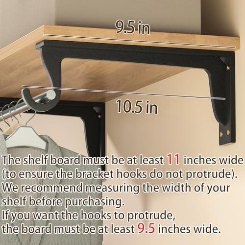 Closet Rod Bracket Heavy Duty,10x5.6in Closet Shelf Brackets Support 400LBS