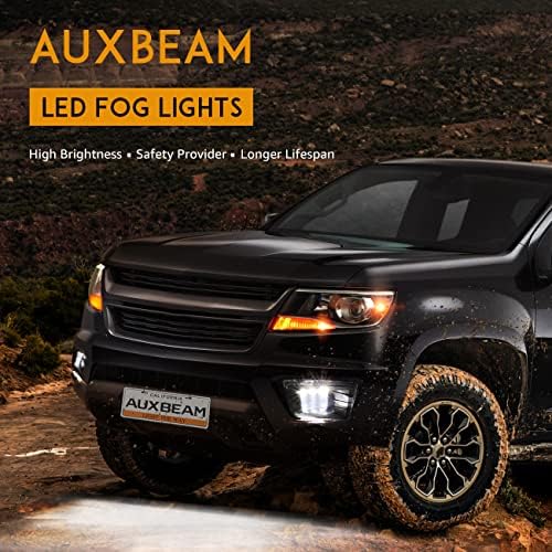 Auxbeam LED Fog Lights DOT Approved Bumper Driving Fog Lamps 1 Pair Chrome