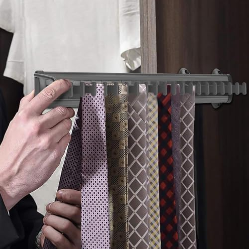 Sliding Tie Rack Hanger for Closet, 20 Tie Pull Out Belt Rack Organizer