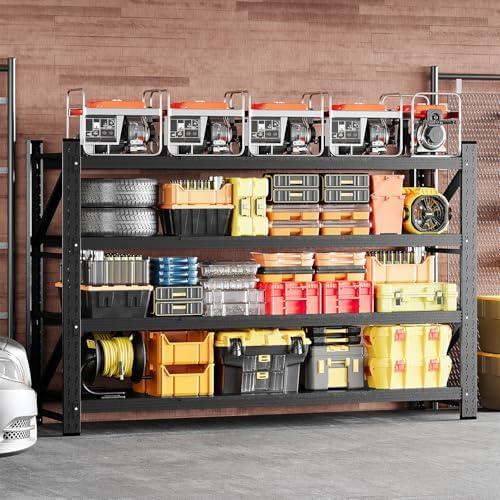 MIIIKO 71.3" W Storage Shelves,5000LBS Metal Garage Storage Shelving,Hea...