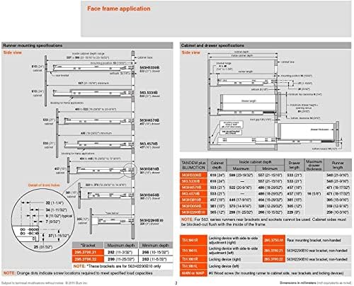 Bundle - BLUM TANDEM Drawer Slides with BLUMOTION. Includes Slides 563H, Lock...