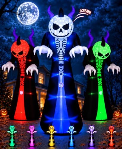 Elegear 10FT Grim Reaper Halloween Inflatable, Motion-Activated Scream