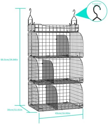 HapiRm Hanging Closet Organizer Storage - 4 Tier Metal Stackable Hanging Clos...