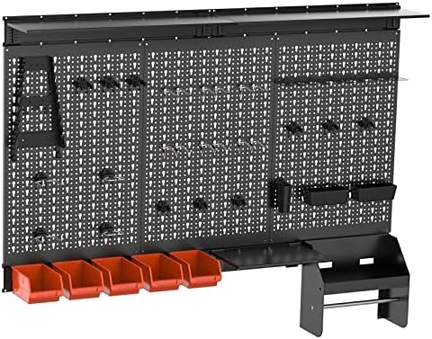 TORACK Metal Pegboard Wall Organizer 24x48 in, Tool Storage Pegboard, Black