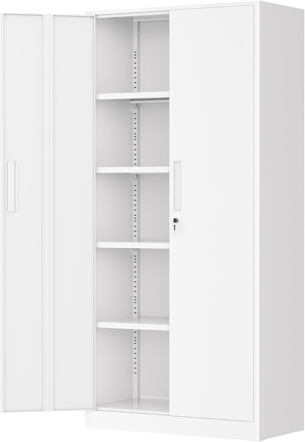 Greenvelly White Metal Storage Cabinet for Garage, 72โ Steel Locking Cabinet ...