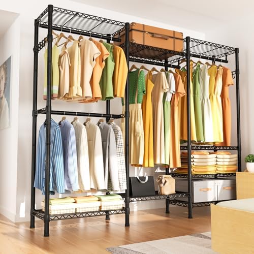 Golpart Heavy Duty Clothes Rack Metal Wardrobe with Adjustable Wire Shelves