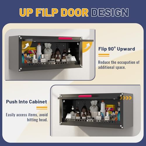 Eltean 31.5" Metal Wall Cabinet,Garage Wall Cabinet with Up-Flip Door,Wa...