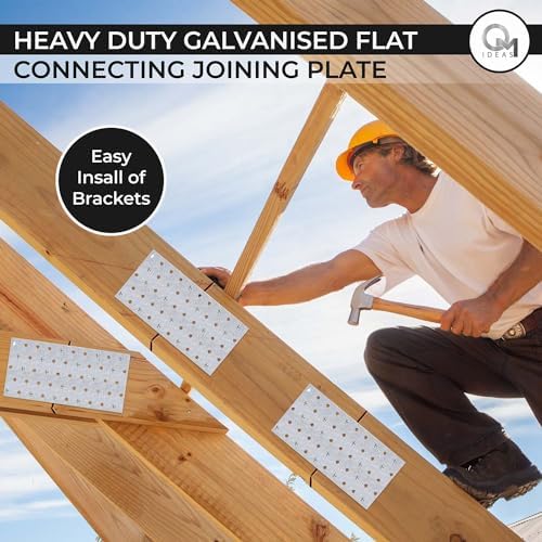 5 x Flat Joining Plates (200 x 100 x 2) Connecting Perforated Metal Brace Bra...